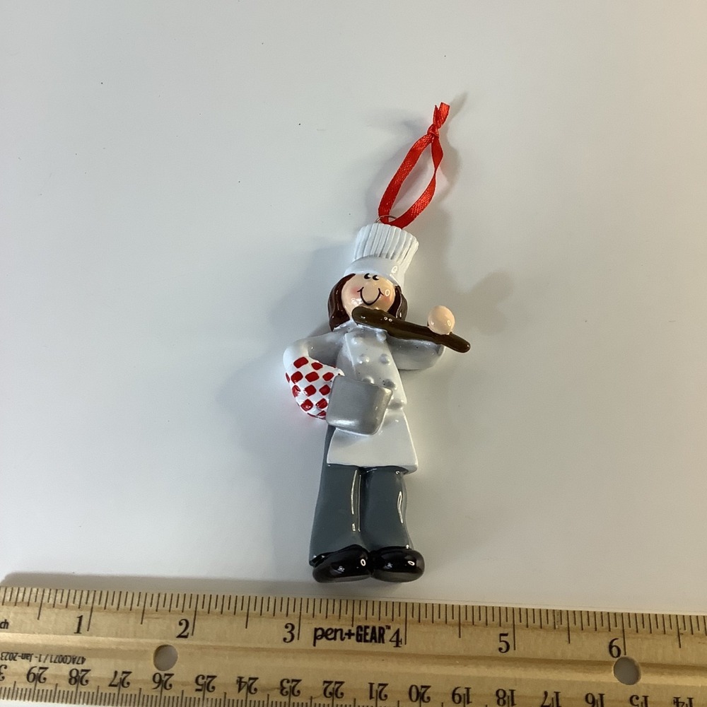 Female Chef Christmas Ornament w/ Chef Hat, Pot‎ & Spoon